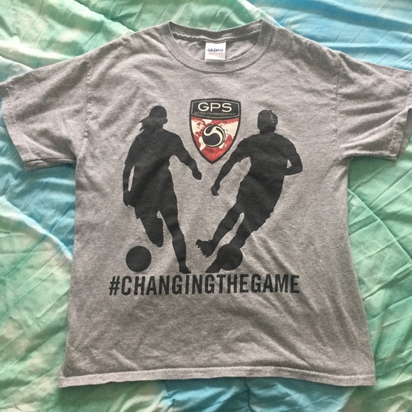 Gildan Tops - Grey soccer t-shirt